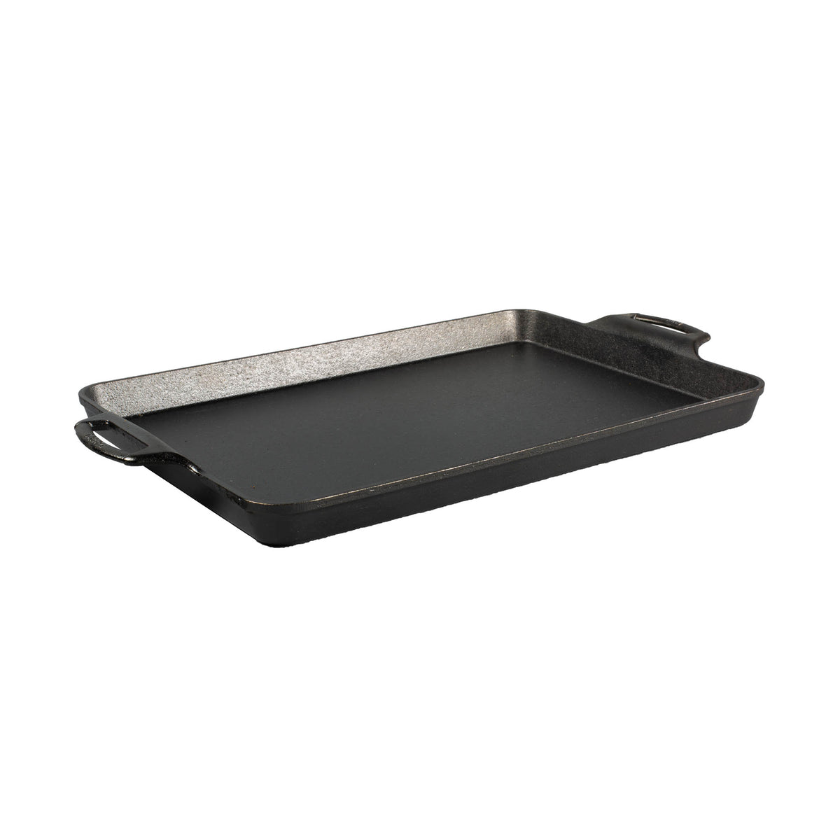 Lodge black 26.7 cm classic baking pan with a smooth surface, ideal for baking and roasting in the kitchen.