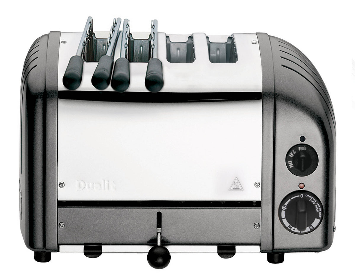 Dualit Toaster Newgen in grau metallic, 4 Scheiben, modernes Design, Edelstahl, mit Krümelschublade und Bedienelementen