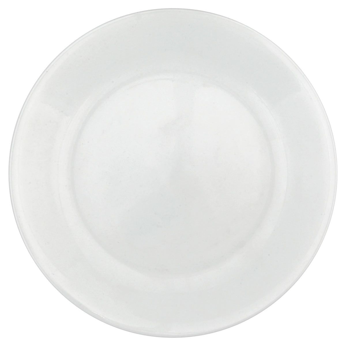 Corelle Winter Frost white dinnerware set showing a stack of elegant ceramic plates with a subtle frosted pattern.