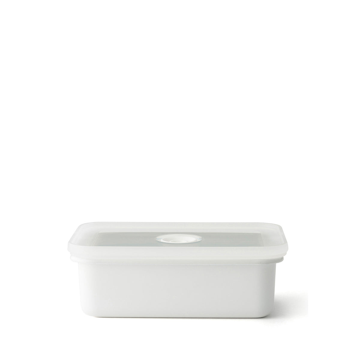 HONEYWARE white enameled vacuum container with 740 ML capacity, featuring a sleek design and secure lid for storage