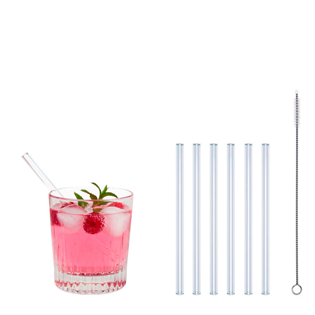 Trinkhalm aus Glas, 7-tlg.