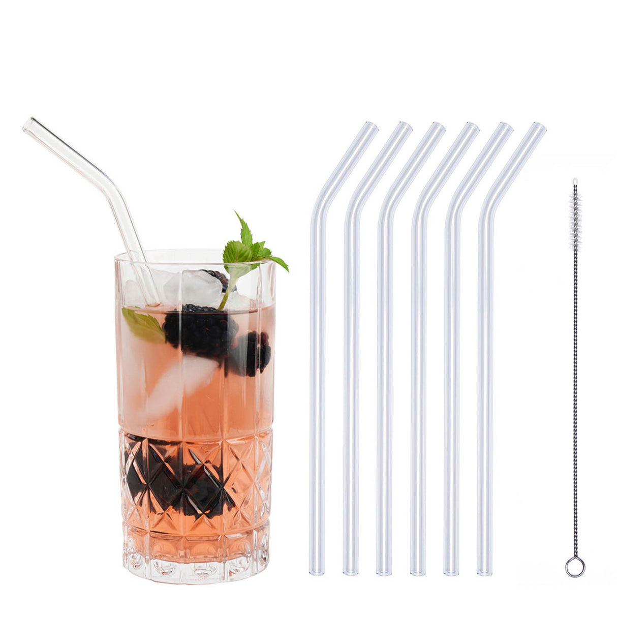 Trinkhalm aus Glas, 7-tlg.