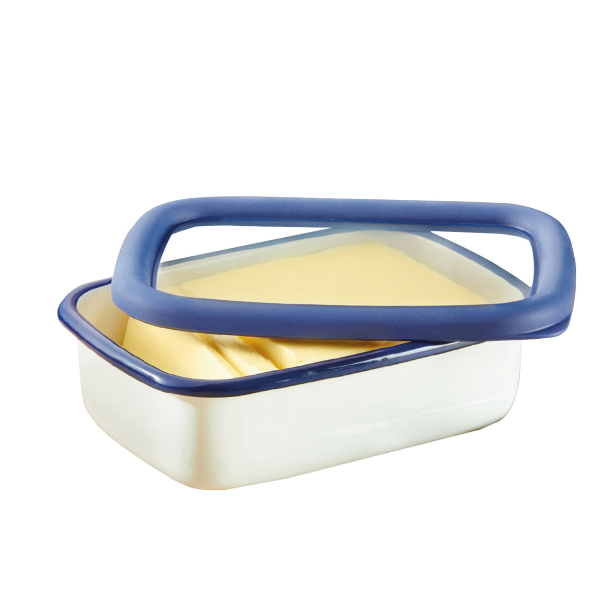 Flache Emaille-Frischhaltedose, S flach, 0,42L