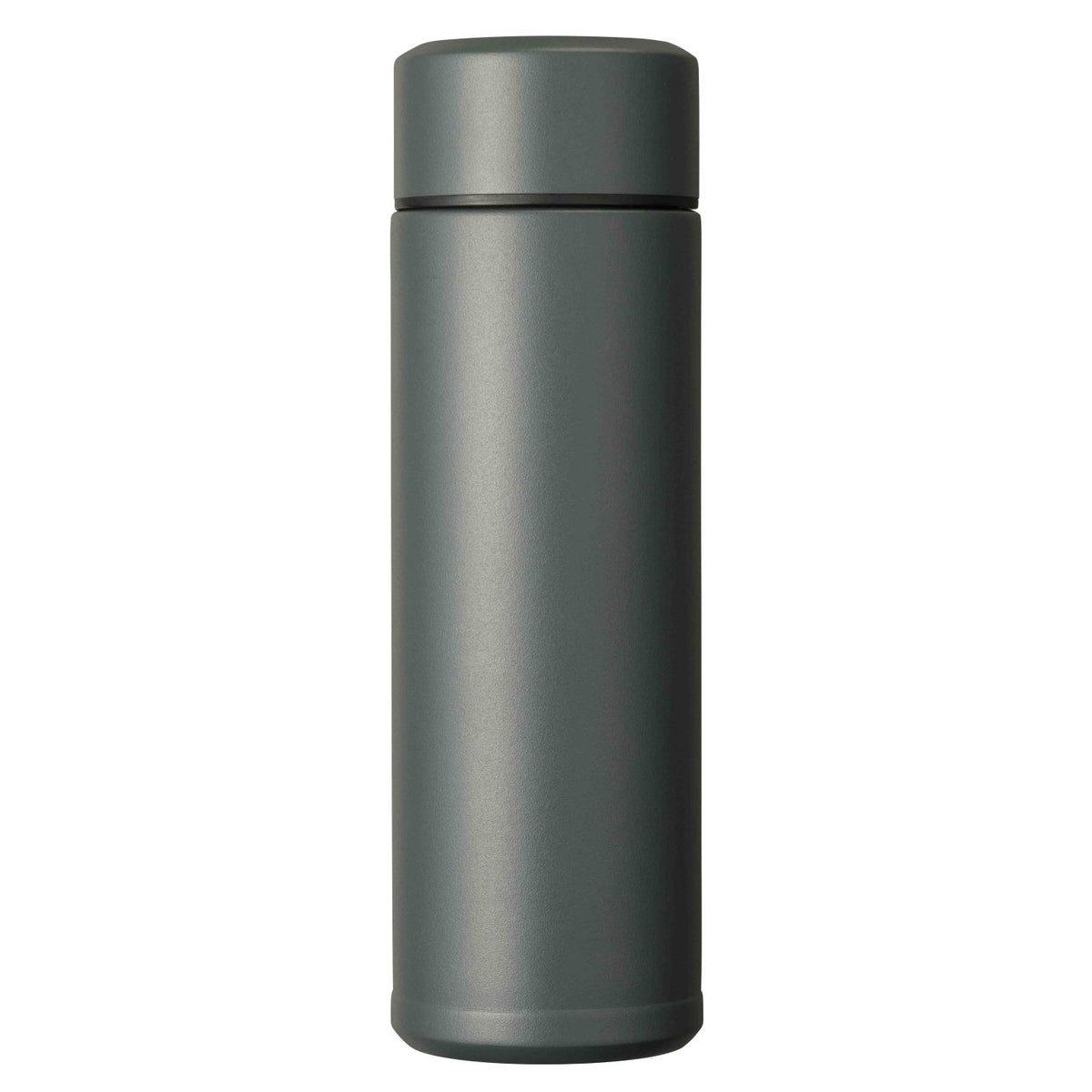 KYOCERA slim gray insulated bottle, Isolierflasche, with a sleek design and screw-top lid for hot or cold beverages