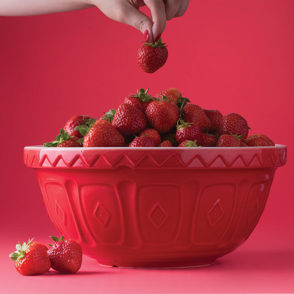 2. Wahl - Rührschüssel aus Steingut, rot, 3 Größen