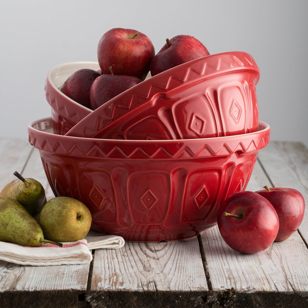 2. Wahl - Rührschüssel aus Steingut, rot, 3 Größen