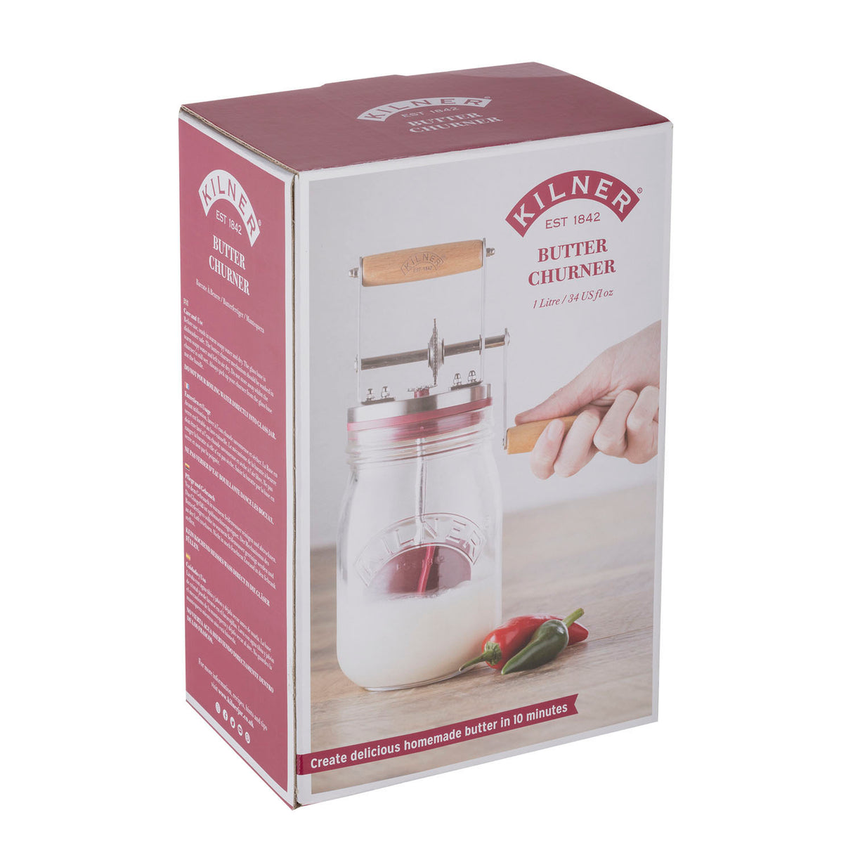 Butterfass mit Drehkurbel, 1 Liter
