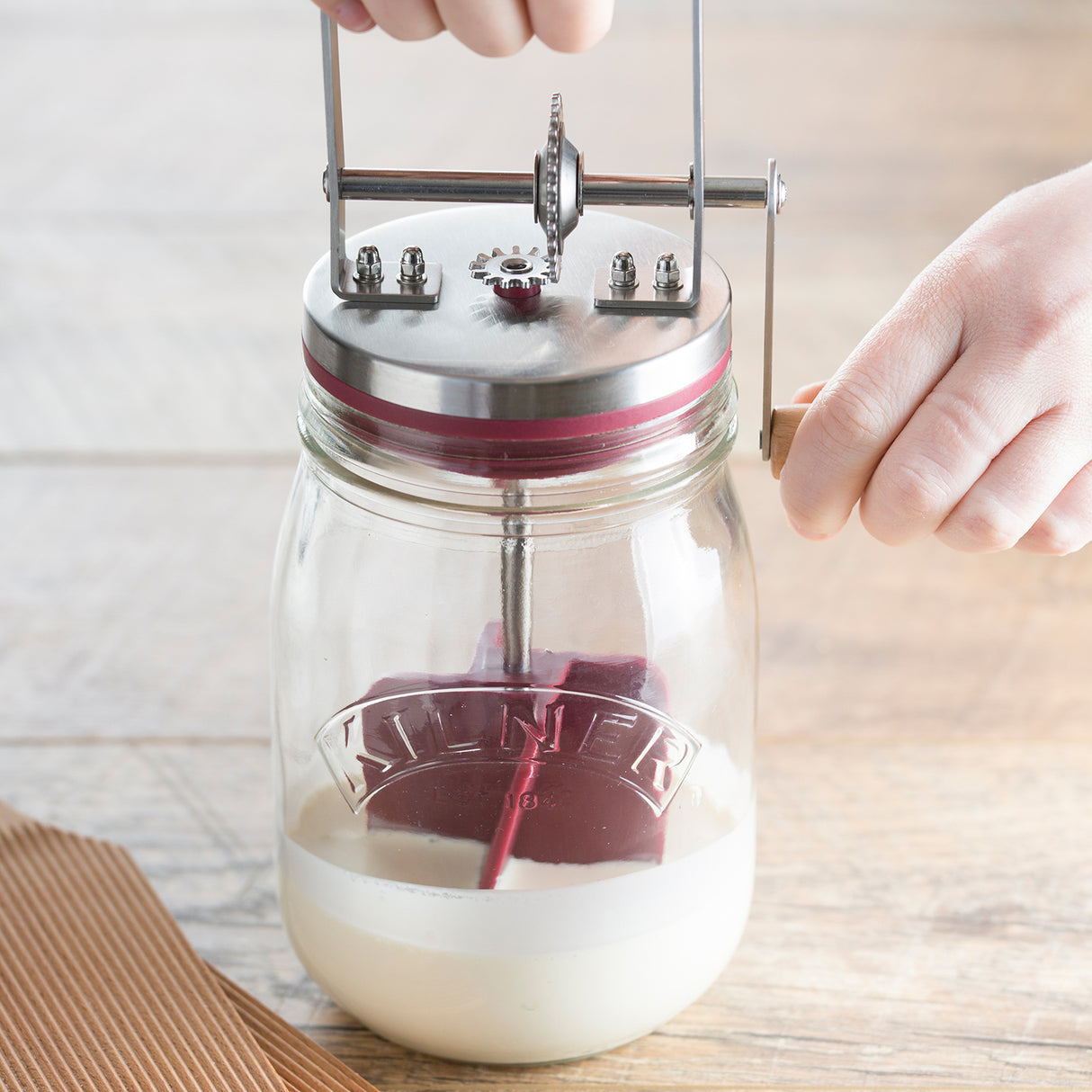 Butterfass mit Drehkurbel, 1 Liter