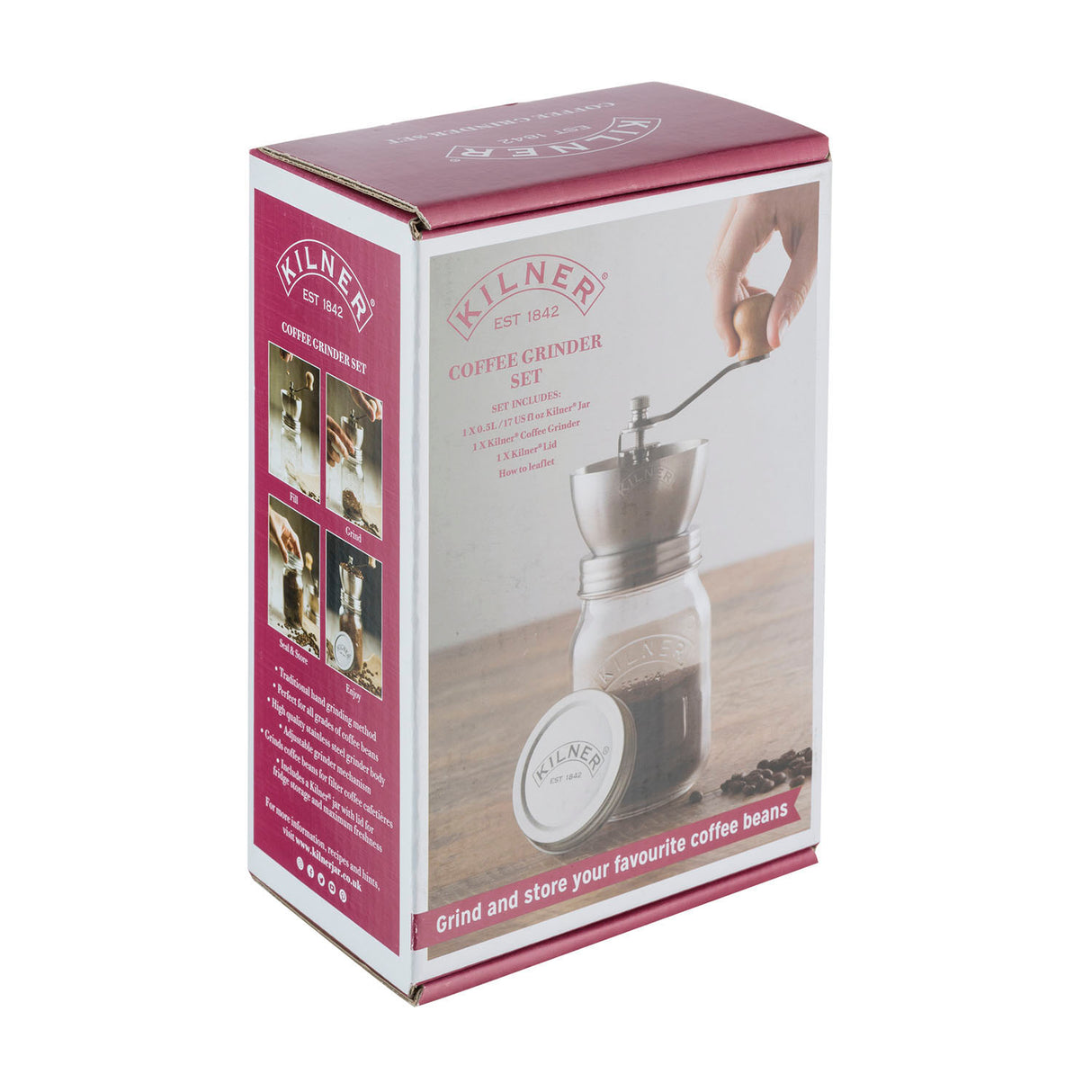 Kaffeemühle mit Drehkurbel und Glas, 500 ml