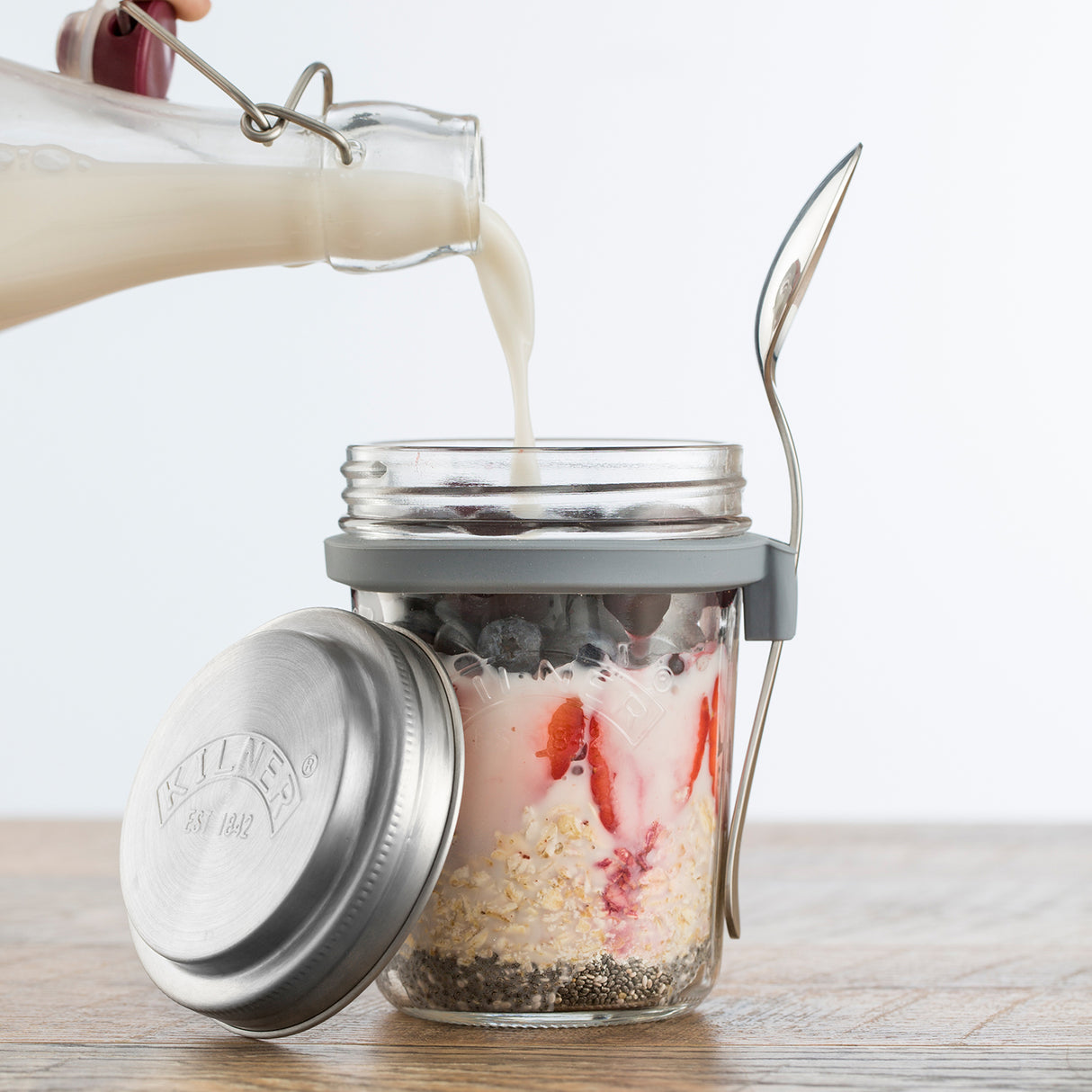 Frühstücksglas mit Löffel, 350 ml