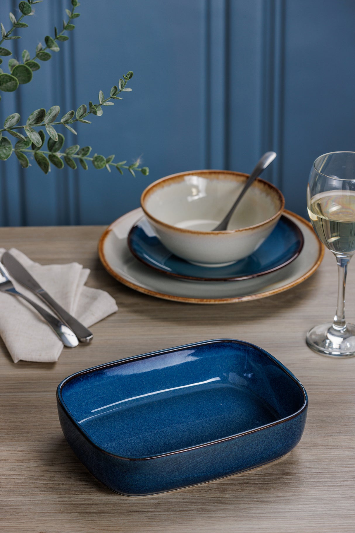 Rechteckige Auflaufform, Reactive Blue