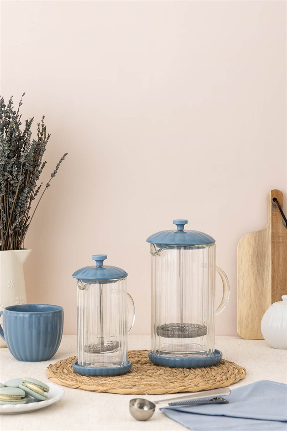 French Press Kaffeezubreiter, Luxe, taubenblau, 350 ml