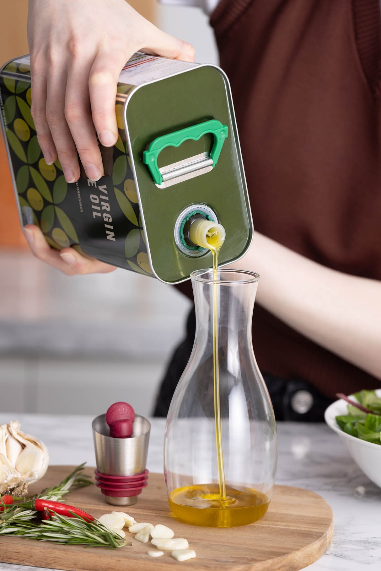 Ölflasche Glas mit Sieb