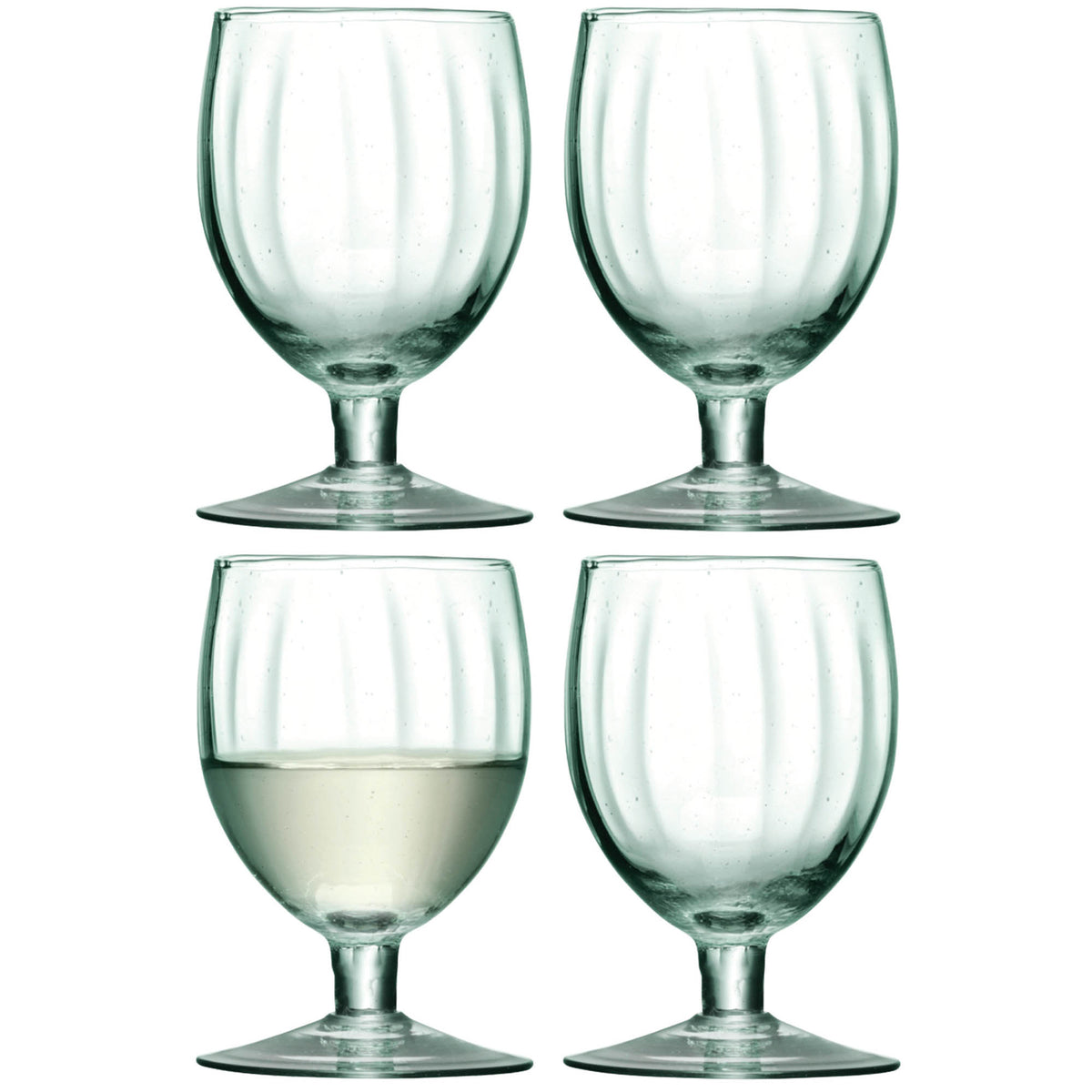 Set of four LSA MIA matte wine glasses, 350ml each, showcasing elegant design and clear glass appearance.