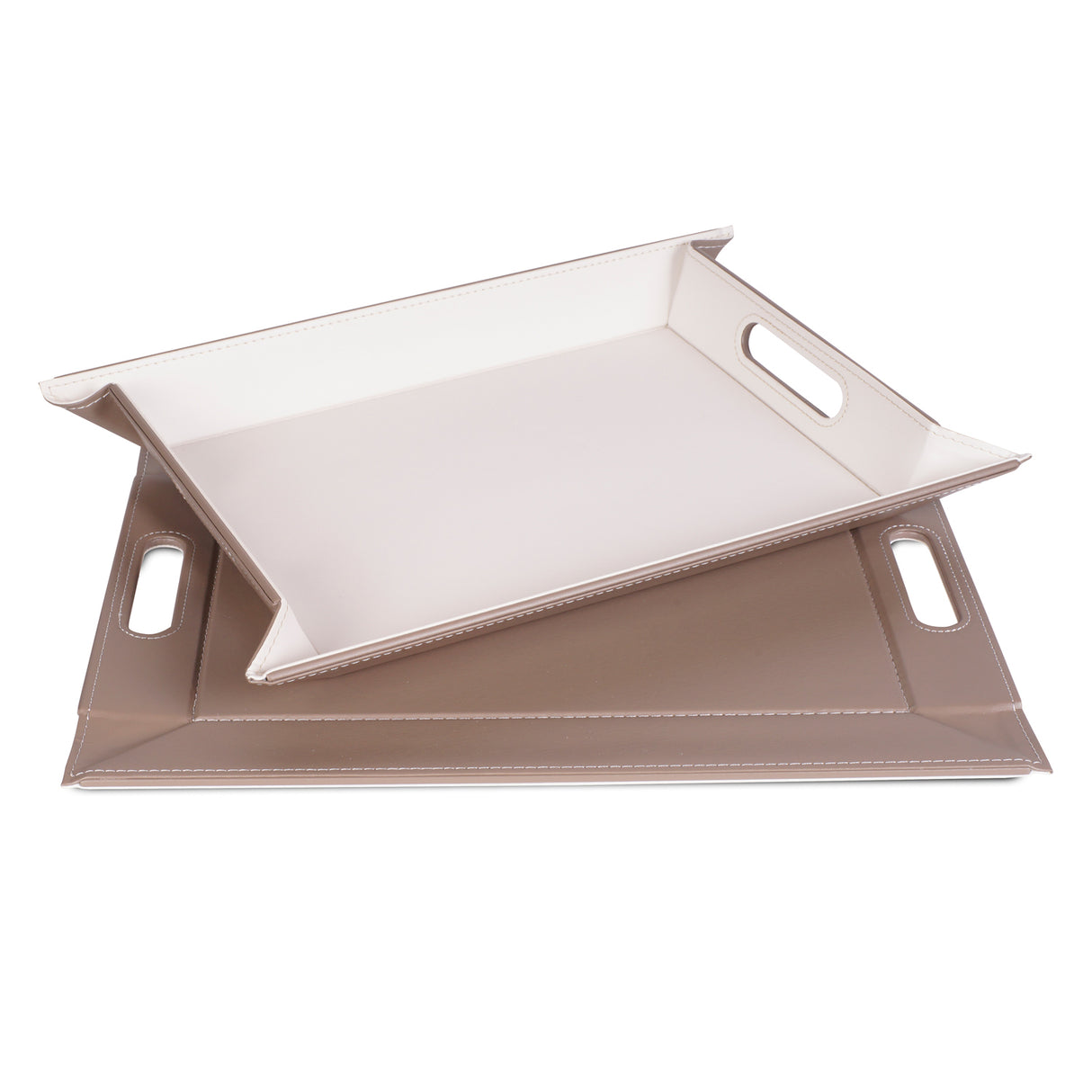 Wendetablett | 2in1 Tablett & Tischset DUO, Weiss/Taupe, groß