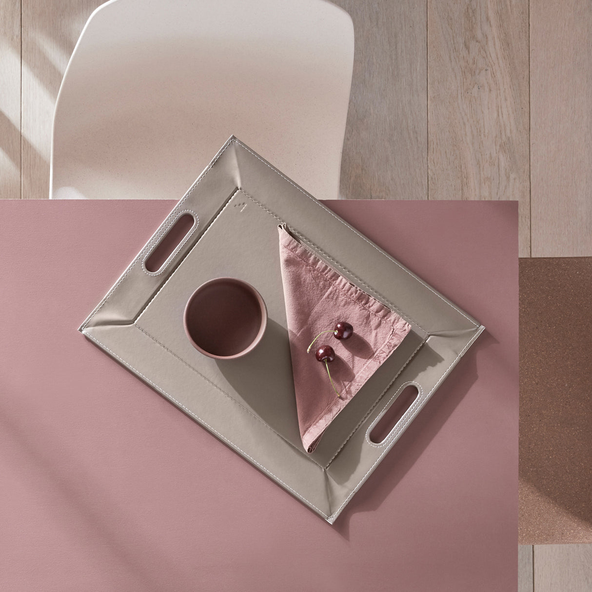 Wendetablett | 2in1 Tablett & Tischset DUO, Weiss/Taupe, groß
