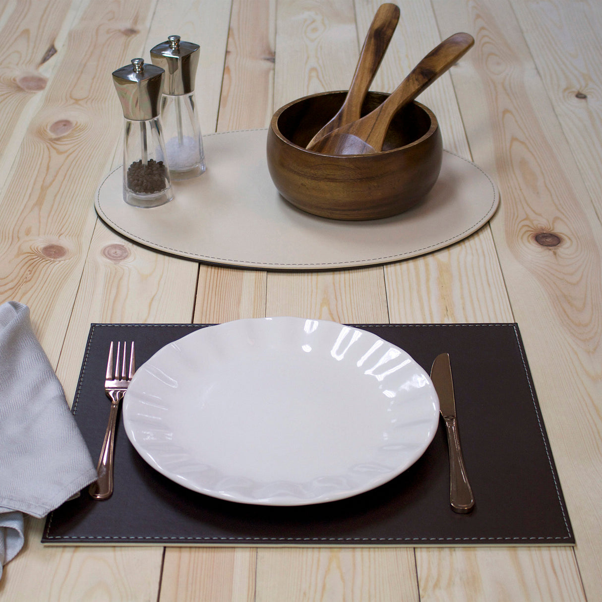 Platzset DUO rechteckig, Schokobraun/Creme