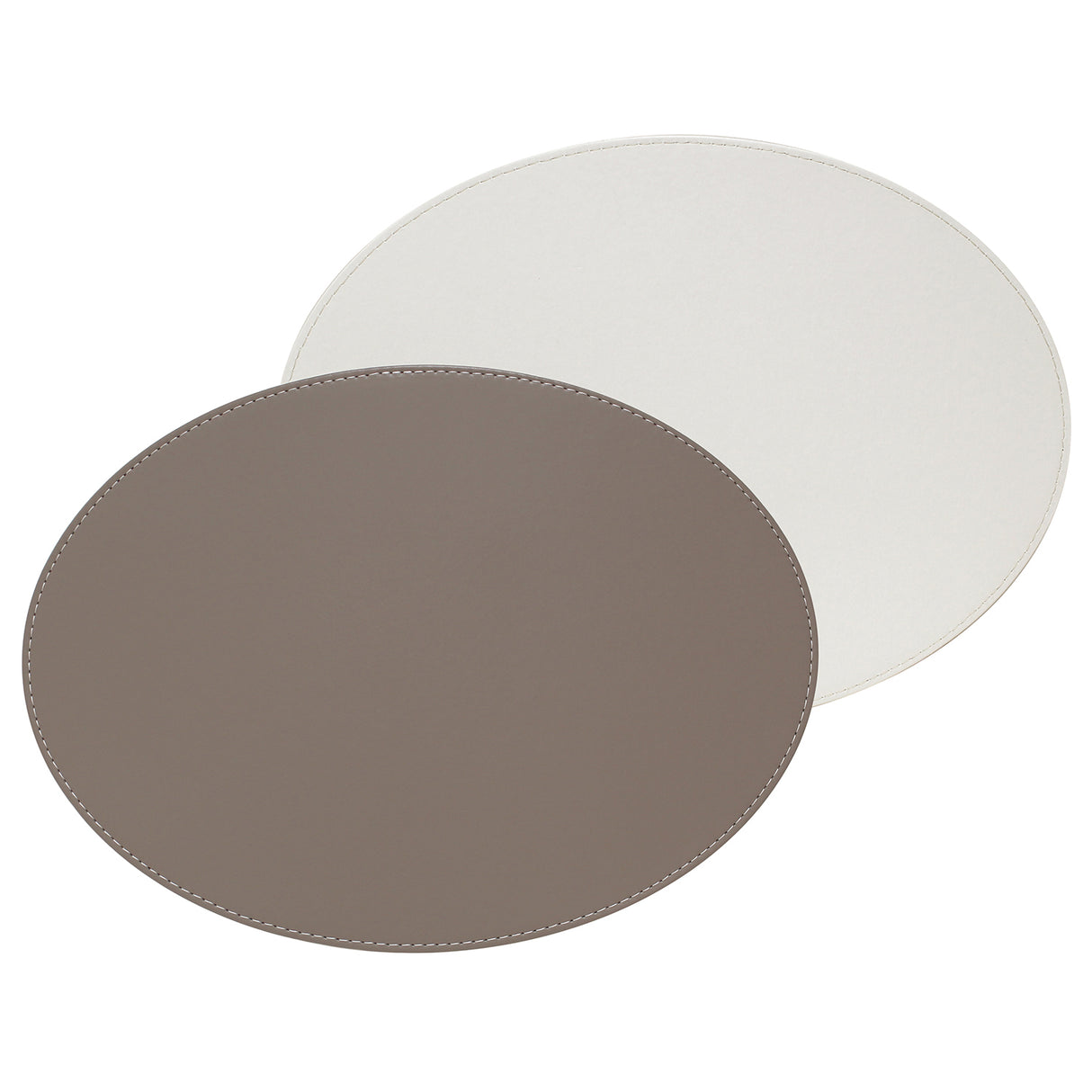 Platzset DUO oval, Taupe/Weiß