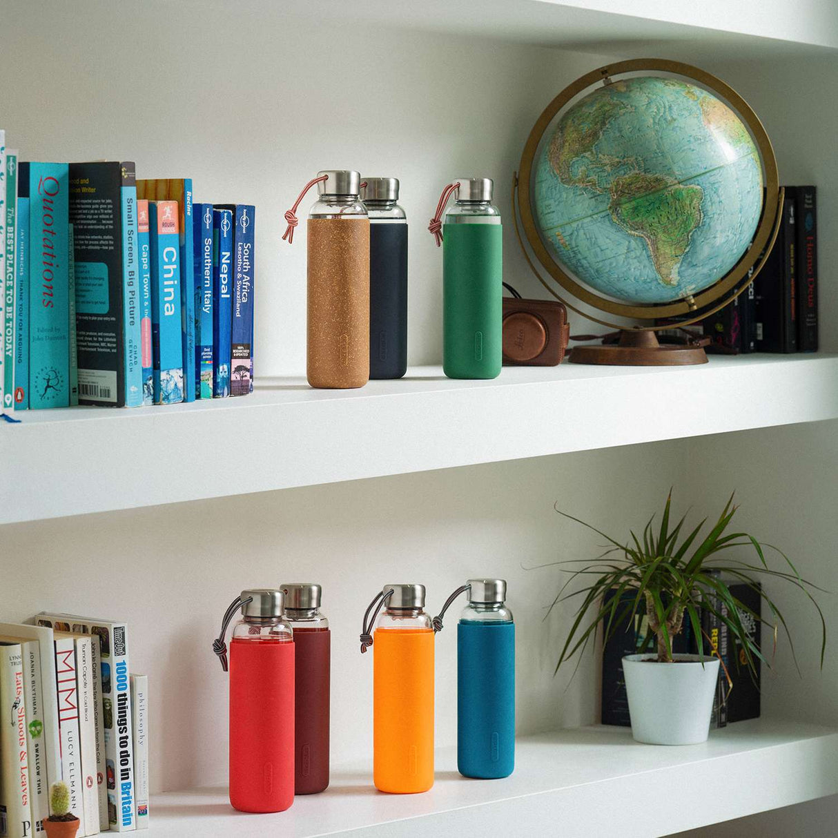 Glas-Wasserflasche, Orange, 600 ml