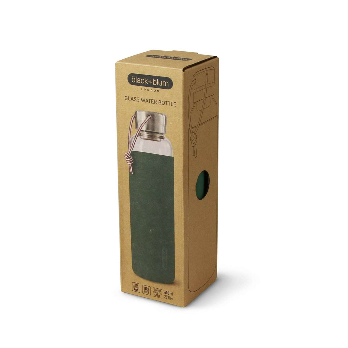 Trinkflasche aus Glas, 600 ml