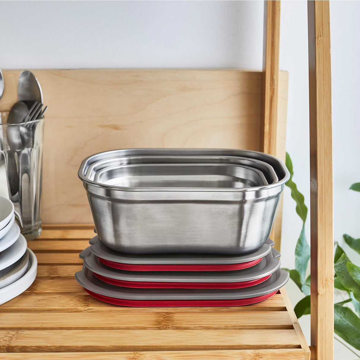 Multifunktions-Frischhaltedosen-Set aus Edelstahl, 600ml + 900ml + 1200ml