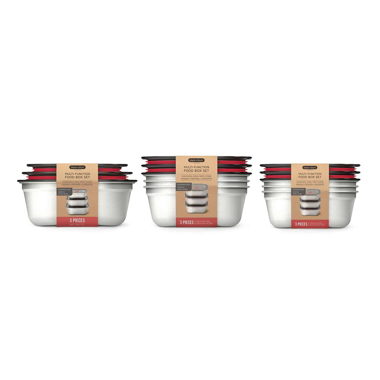 Edelstahl Frischhaltedose, 3er SET, rechteckig