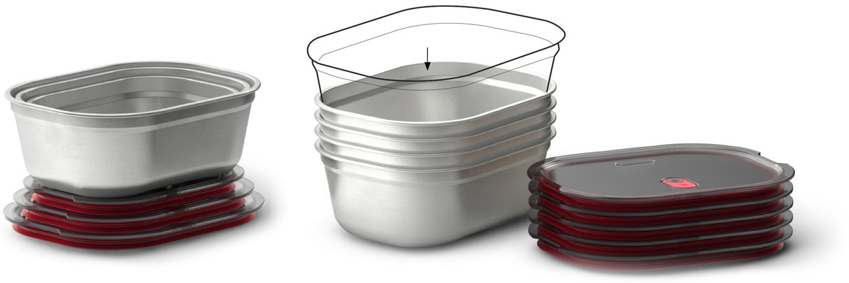 Multifunktions-Boxen-Set aus Edelstahl, 600ml + 900ml + 1200ml