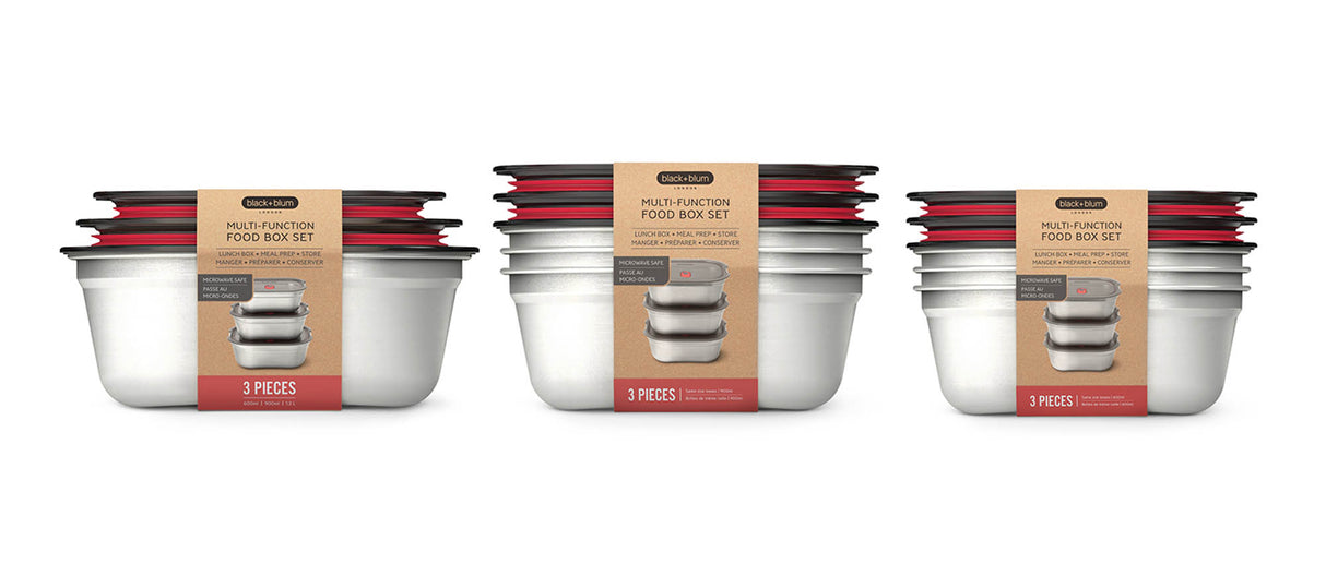 Edelstahl Frischhaltedose, 3er SET, rechteckig