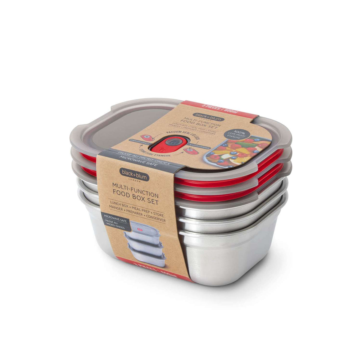 Edelstahl Frischhaltedose, 3er SET, rechteckig