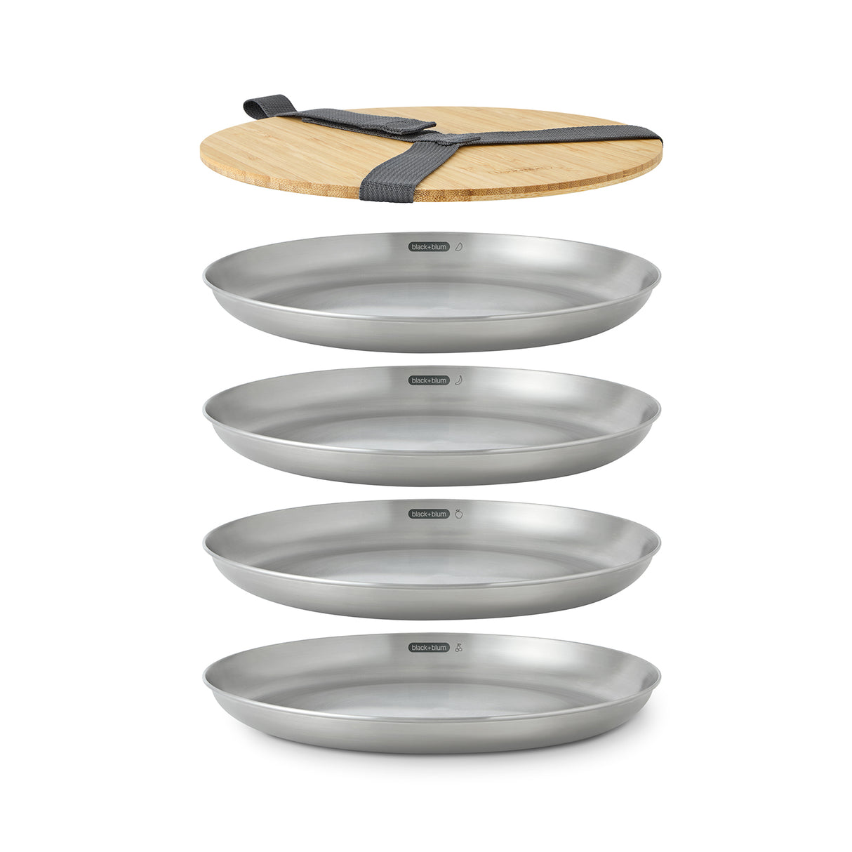 Teller-Set aus Edelstahl, 4 Stück