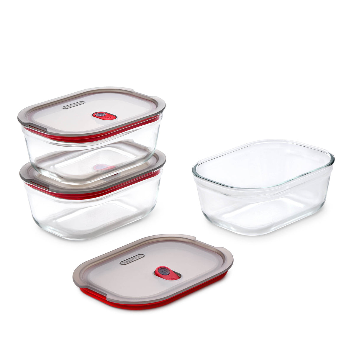 Black+Blum glass multifunction storage jars set of three, stylish kitchen containers with secure lids for food storage.