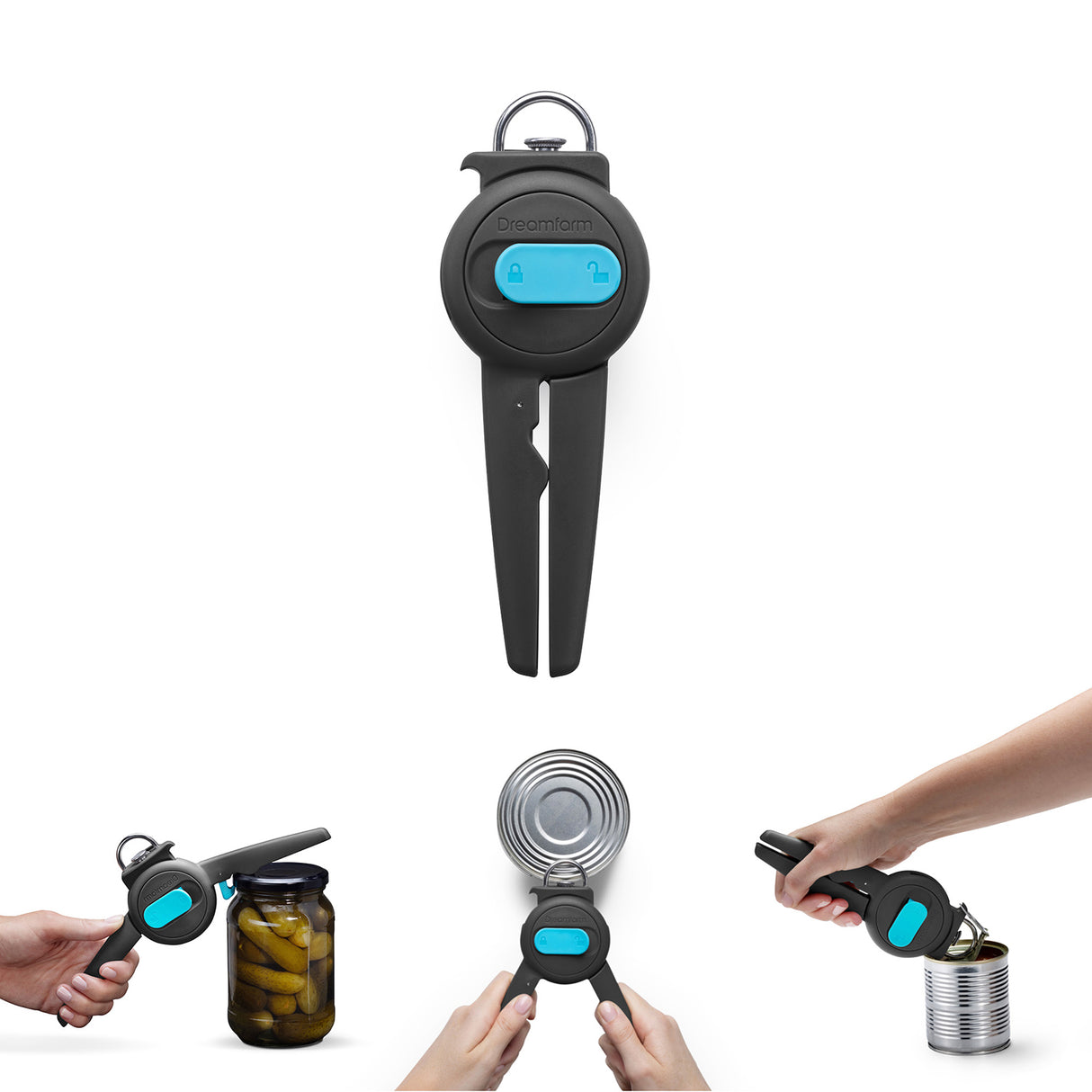 Dosenöffner DOPENER, 4in1, schwarz