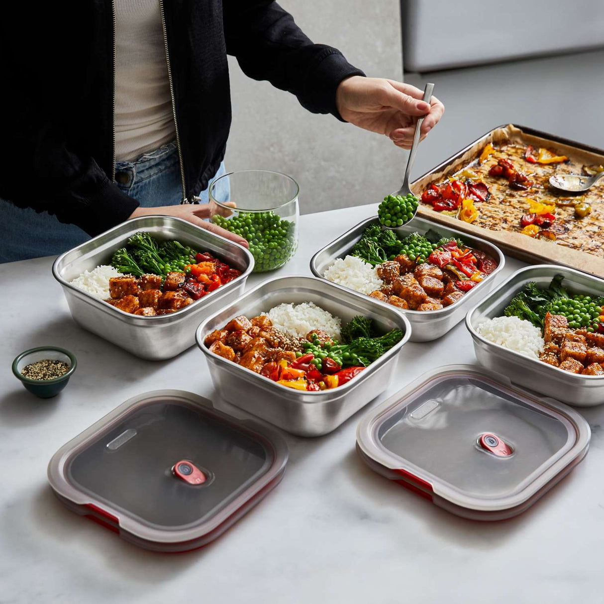 Edelstahl Frischhaltedose, quadratisch