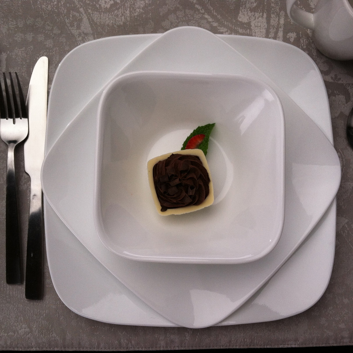 Pure White Linen Weave Serviceset, 12-teilig