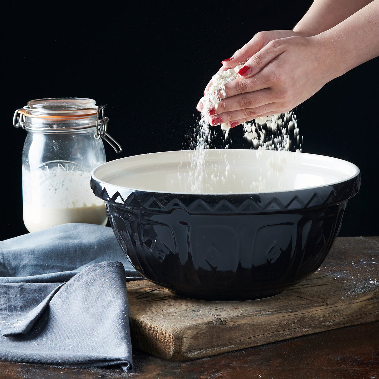 Rührschüssel, Steingut, schwarz, in 3 Größen