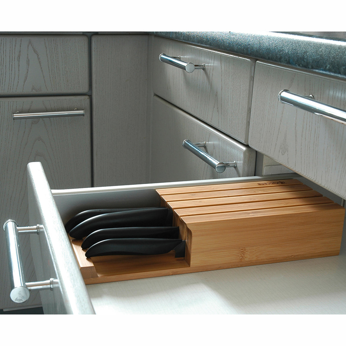 2. Wahl - Bambus-Messerblock inklusive 4 Messer - Verpackung beschädigt