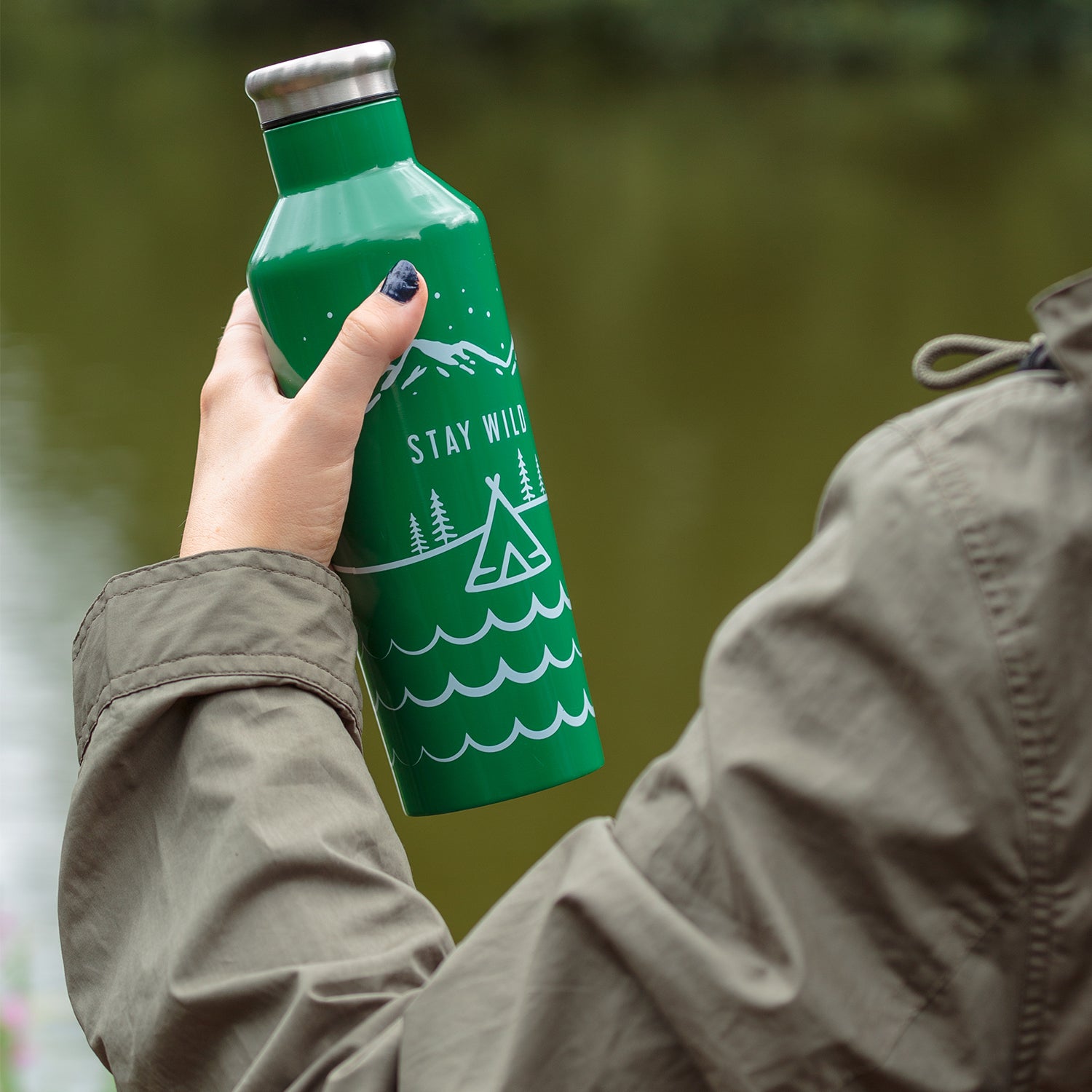 PURE | STAY WILD Isolierflasche aus Edelstahl, 500 ml