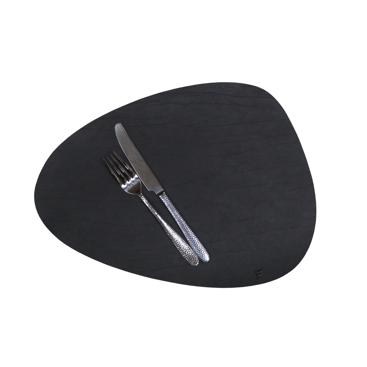 Platzset recyceltes Leder, kieselförmig, schwarz 41 x 30 cm