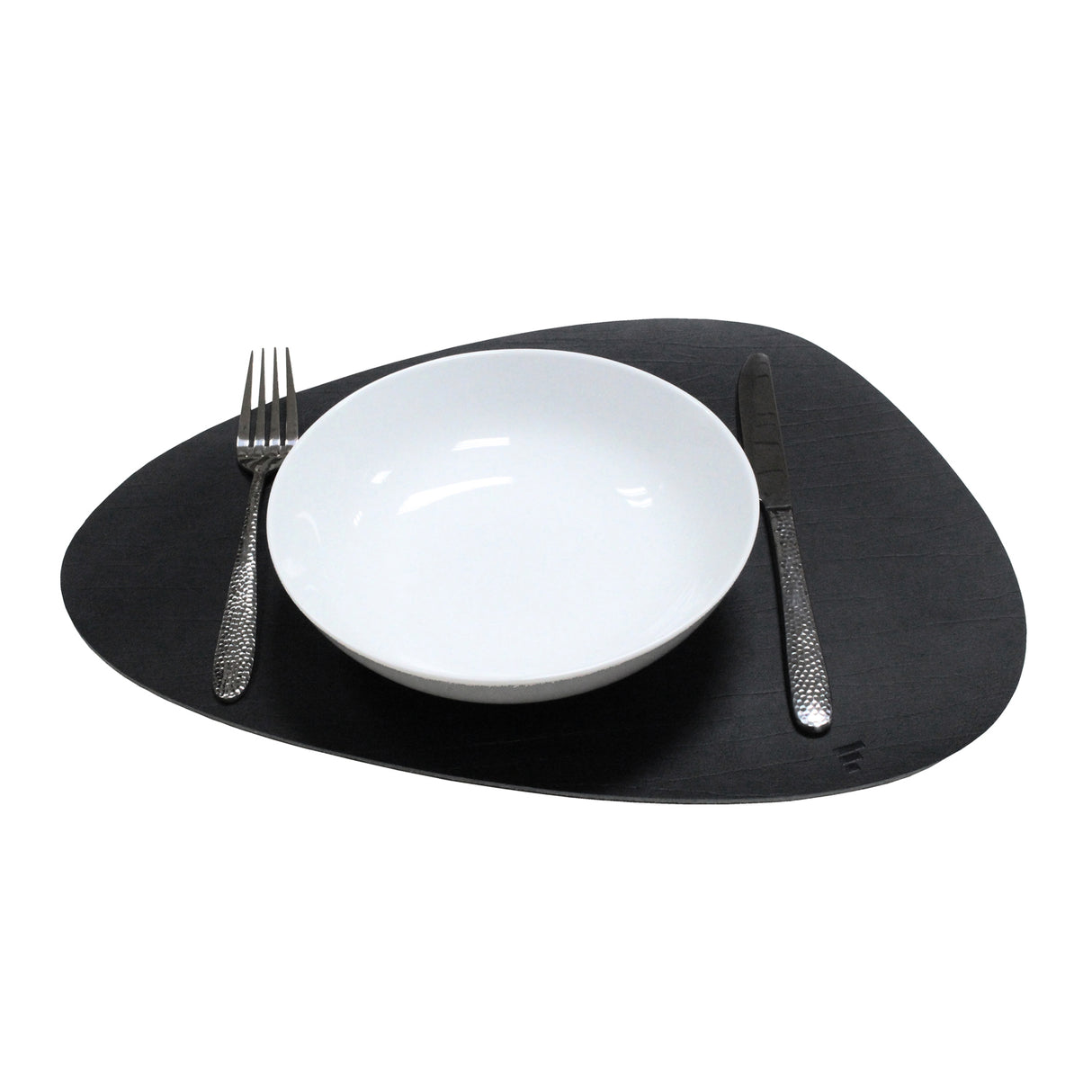 Platzset recyceltes Leder, kieselförmig, schwarz 41 x 30 cm