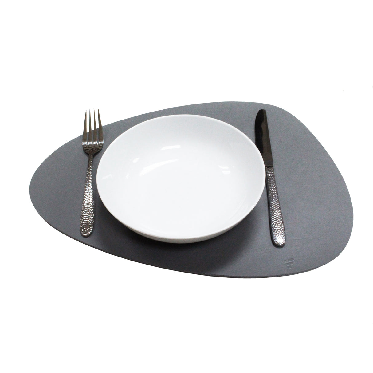 Platzset recyceltes Leder, kieselförmig, grau 41 x 30 cm