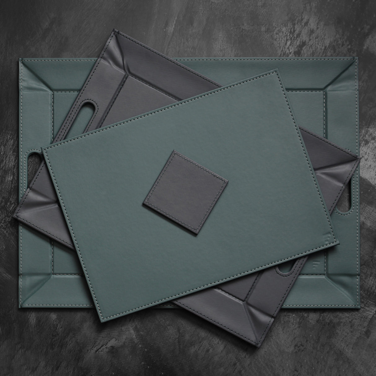 Tablett, Tischset, Untersetzer, Petrol/Anthrazit