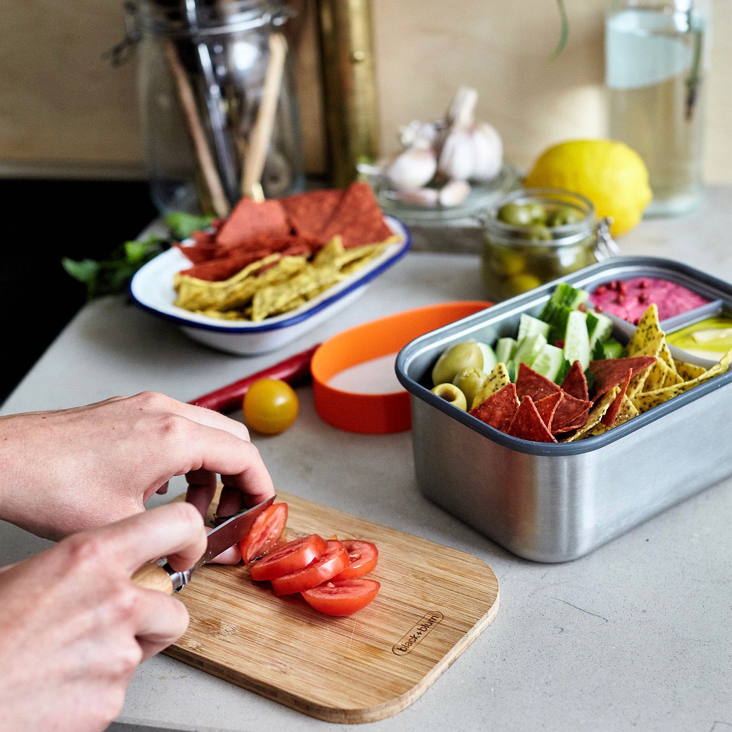 Brotdose aus Edelstahl, Orange, 1250 ml