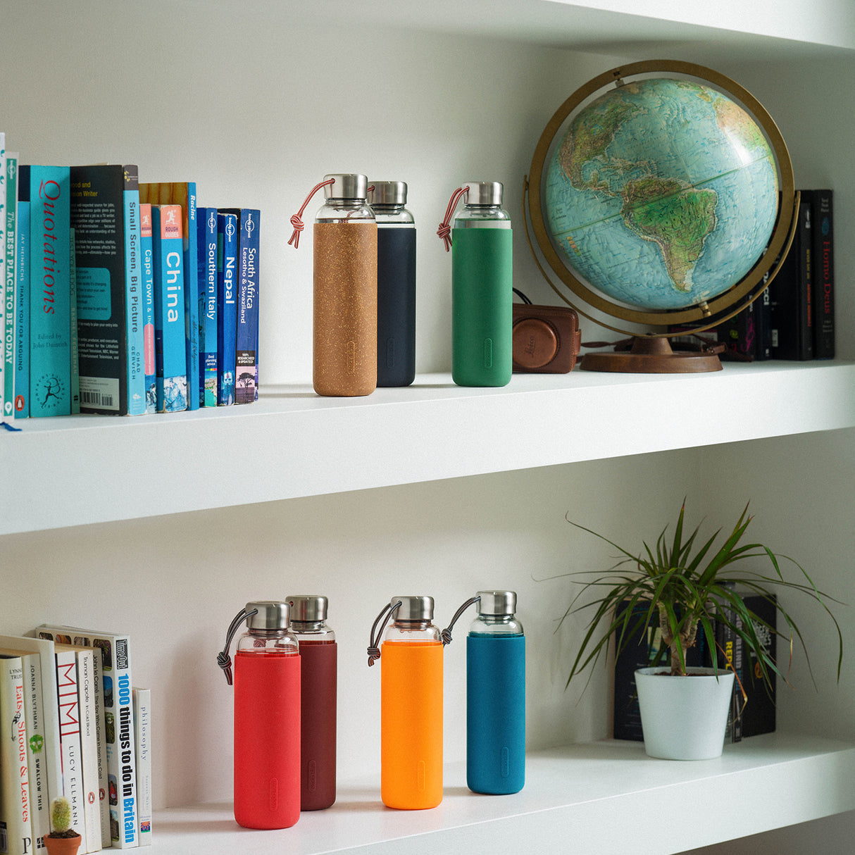 Trinkflasche Glas mit Silikonhülle, Olivegrün, 600 ml