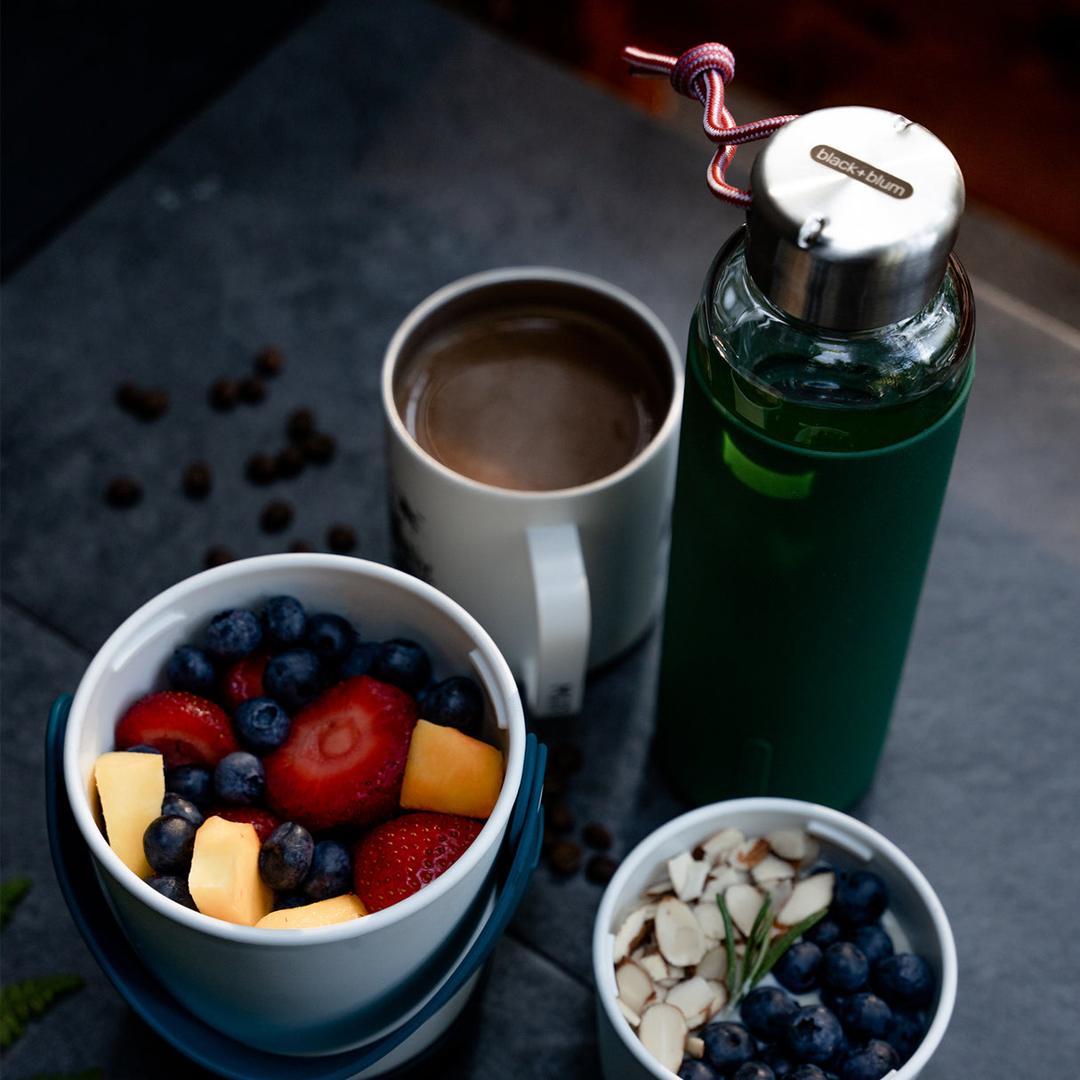 Trinkflasche Glas mit Silikonhülle, Olivegrün, 600 ml