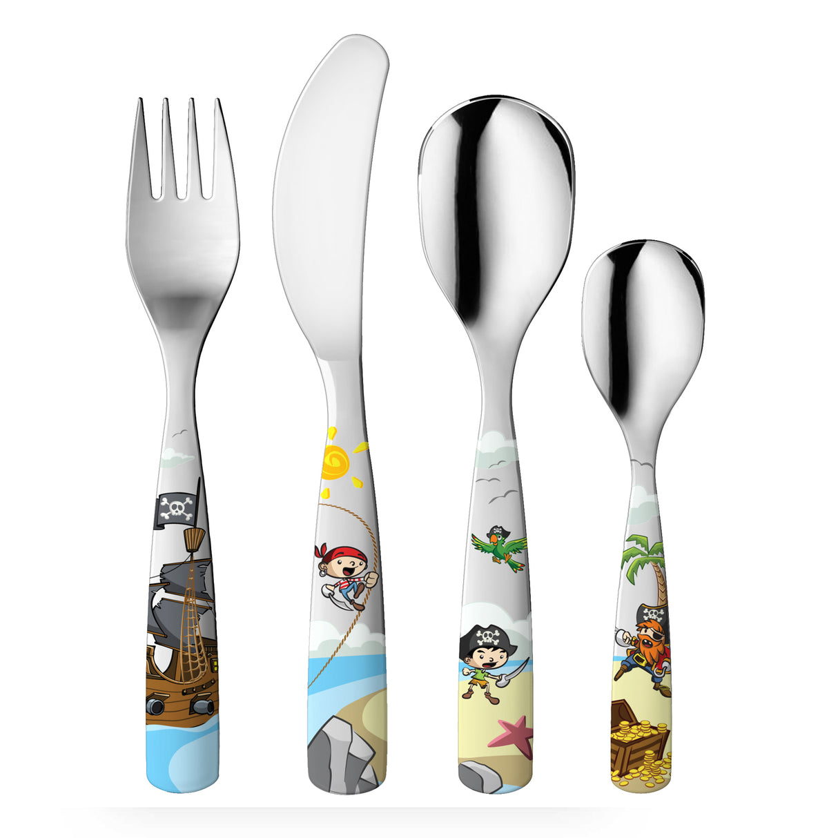 Kinderbesteck Piraten, Set, 4-teilig