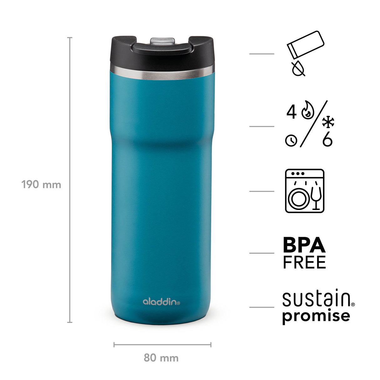 Barista Thermobecher, Petrol-Blau, in 3 Größen