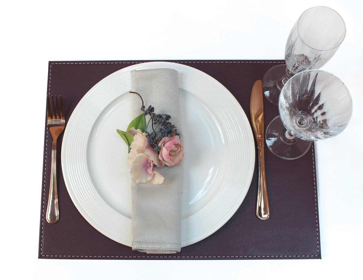 Platzset rechteckig, pflaume/elfenbein