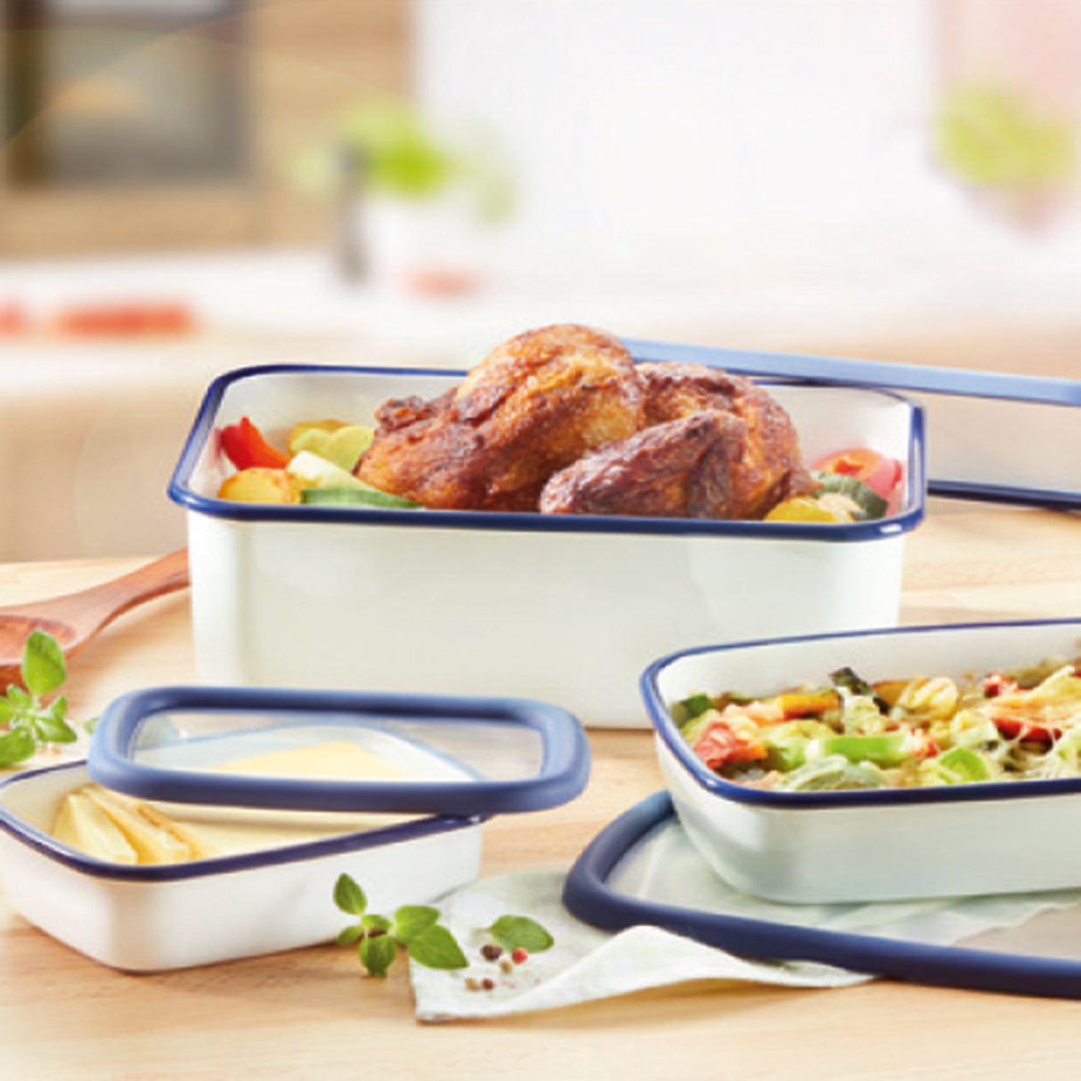 Classic Line - Frischhaltedosen aus Emaille, Größe L-flach, 1,6 Liter