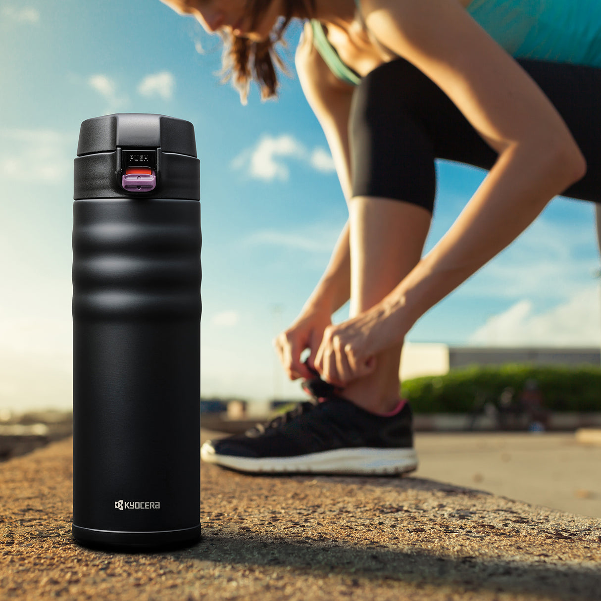 Thermoflasche FLIP TOP, schwarz, in 2 Größen