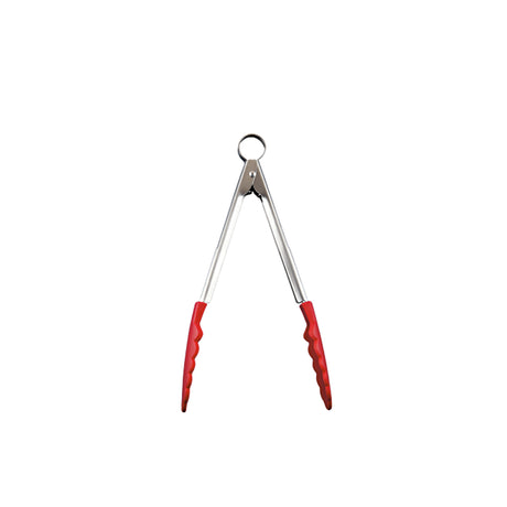 CUISIPRO red 24cm cooking and serving tongs with a stainless steel grip for kitchen use